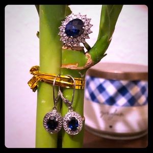 Sterling Silver 925 Blue Sapphire & Diamond Set- 7